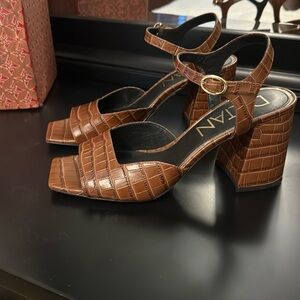 Tan Block Heel Sandals